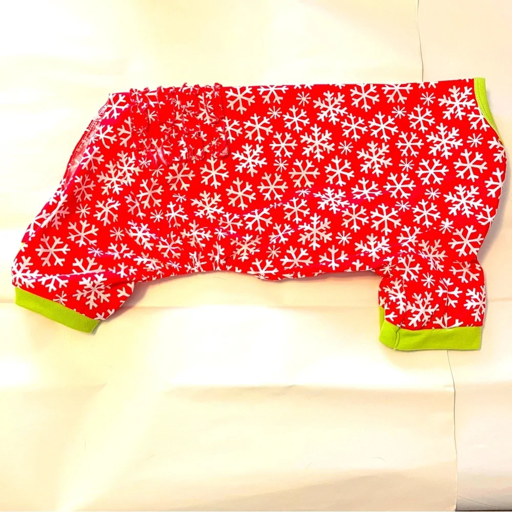 5/$25 Red Snowflake Ruffle Butt Dog Pet Matching Jammies